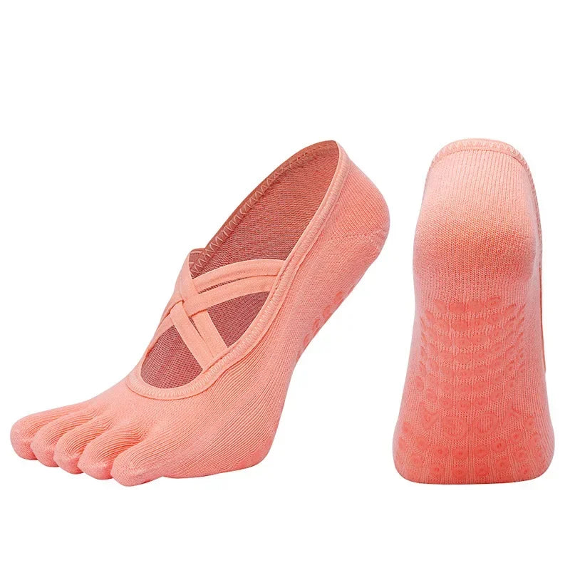 PranaRelief Anti-Slip Five-Finger Yoga Socks – Non-Slip Pilates & Dance Socks
