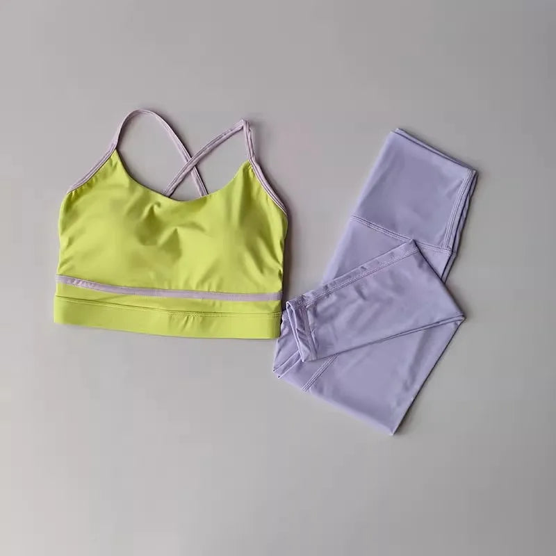 PranaRelief 2-Piece Seamless Yoga Set – High-Waist Leggings & Sports Bra
