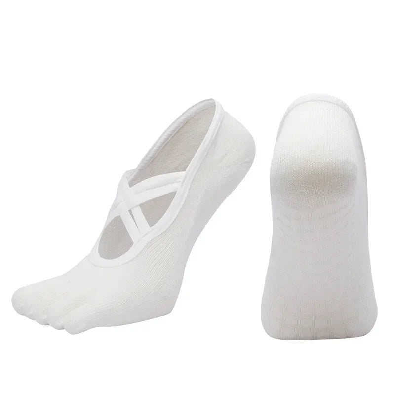 PranaRelief Anti-Slip Five-Finger Yoga Socks – Non-Slip Pilates & Dance Socks