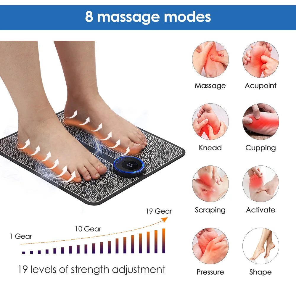 PranaRelief Smart EMS Feet Massage Pad – Electric Muscle Stimulator for Pain Relief & Circulation