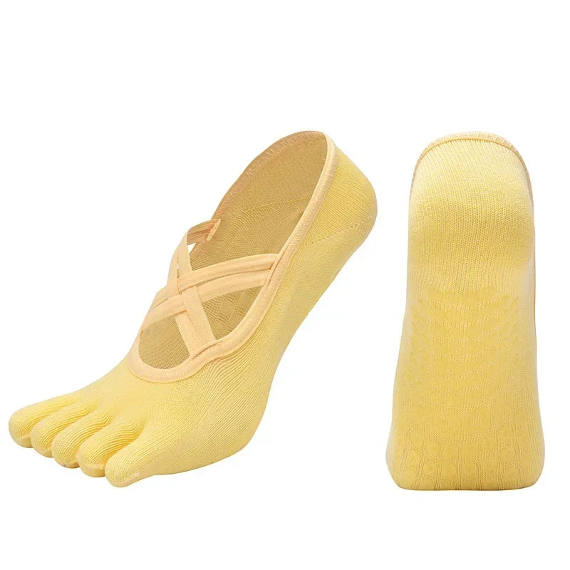 PranaRelief Anti-Slip Five-Finger Yoga Socks – Non-Slip Pilates & Dance Socks