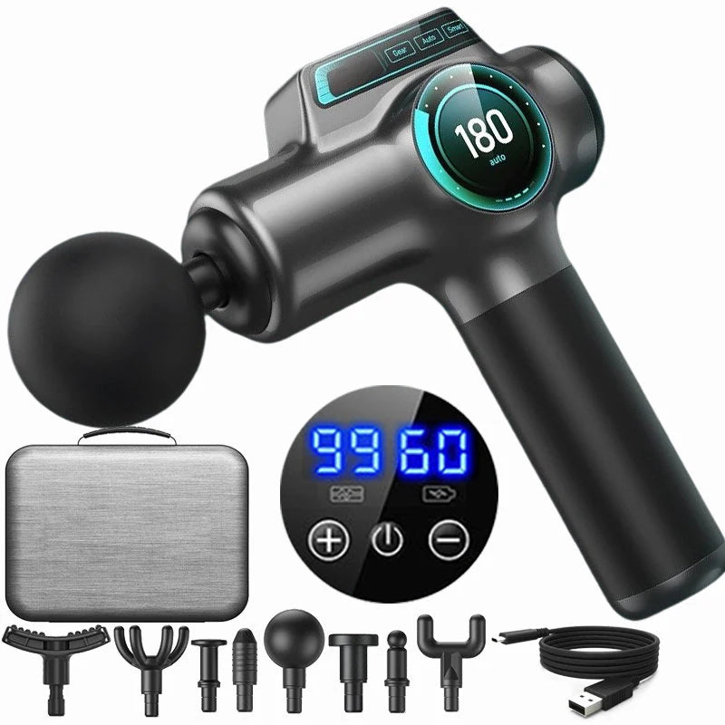 PranaRelief Professional Muscle Massage Gun – 99 Speed Deep Tissue Massager for Neck & Back