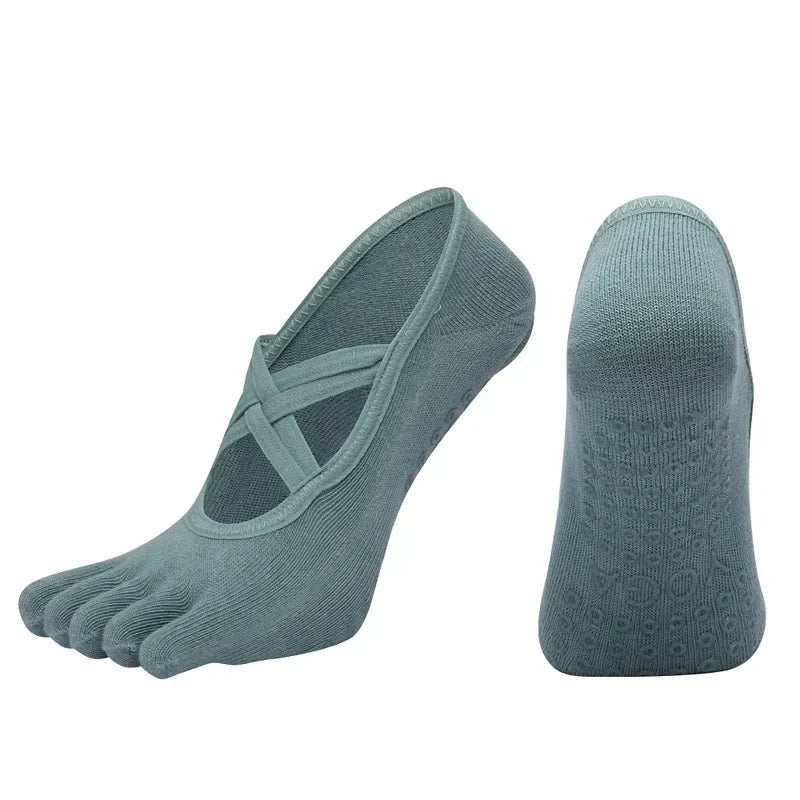PranaRelief Anti-Slip Five-Finger Yoga Socks – Non-Slip Pilates & Dance Socks